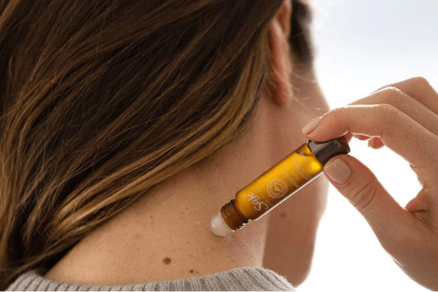 Women applying roll-on on the back of their neck